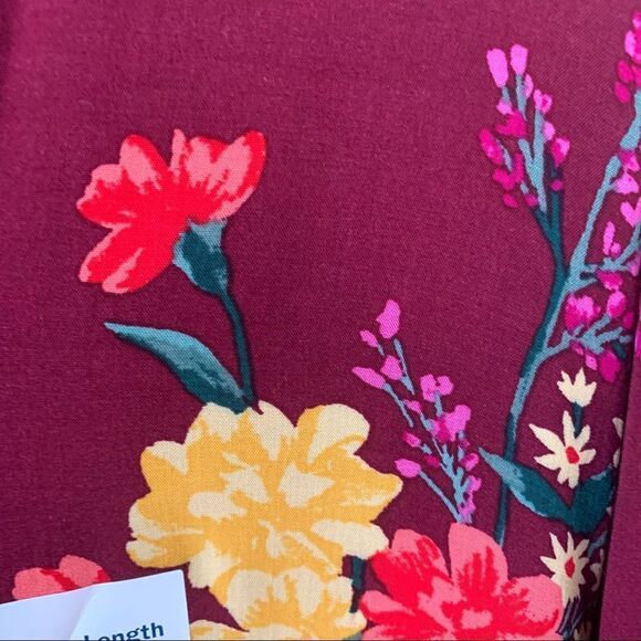 NWT Old Navy Burgundy Wine Floral Tunic Length Long Sleeve Blouse - Picture 5 of 9